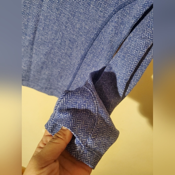 Rhoback Women's The Heather Performance Q-Zip Long Sleeve Shirt blue herringbone - Picture 3 of 5